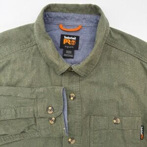 Timberland‎ PRO Shirt Mens Medium Olive Green Original Fit Button Down Workwear